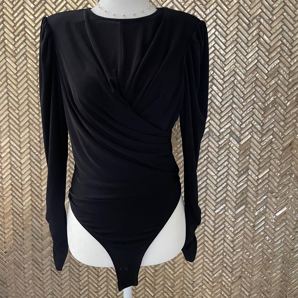 ASTR - Black Bodysuit w/ Shoulder Pads